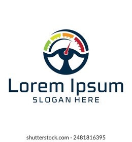 Steering wheel logo. Vector illustration