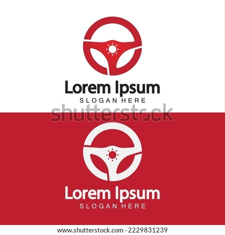 Steering wheel logo. Vector illustration.