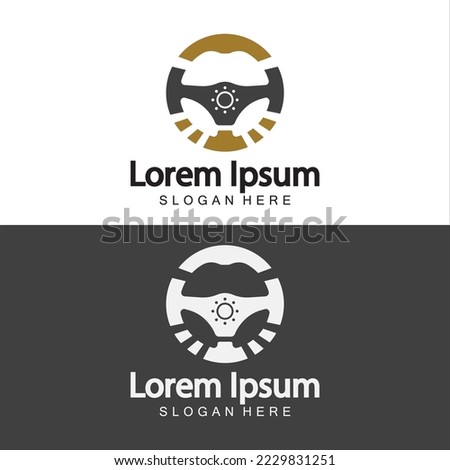 Steering wheel logo. Vector illustration.