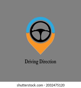 Steering Wheel Map Location Navigation Logo Design