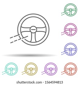 Steering wheel multi color icon. Simple thin line, outline vector of speed icons for ui and ux, website or mobile application