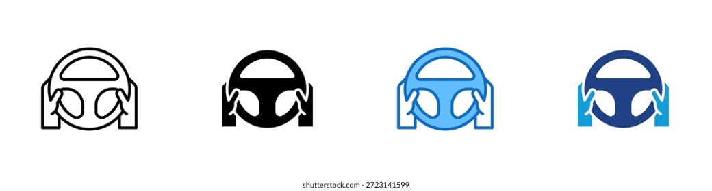 Lenkrad Multiple Style Icon Design Vektor - Lenkrad mit Richtungspfeilen, die Steuerung, Fahren und Navigation darstellen