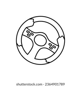 Steering wheel in outline flat icon style. Sport car steering vector illustration in unique shape. Editable graphic resources for many purposes.  