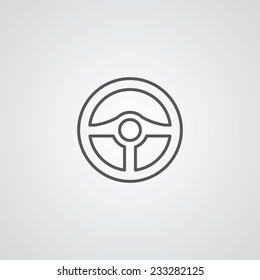 steering wheel outline thin symbol, dark on white background, logo editable, creative template 