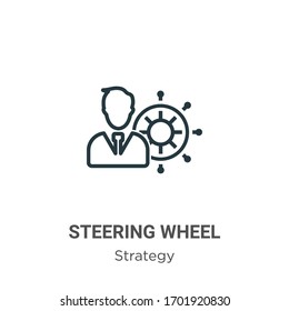 Steering wheel outline vector icon. Thin line black steering wheel icon, flat vector simple element illustration from editable strategy concept isolated stroke on white background