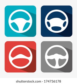 steering wheel over background vector illustration