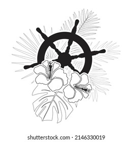 volante y hojas de palma, arte vectorial