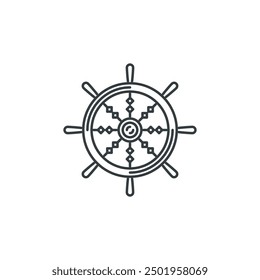Steering, wheel, pirate, seafaring, crime, bandit icon, vector illustration