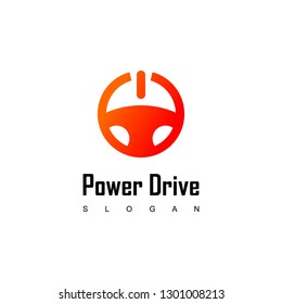 Steering Wheel, Power Drive Logo Design Inspiration
