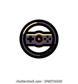 Steering Wheel Racing Game Controller Outline Icon Vector Illustration
