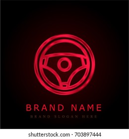 Steering Wheel red chromium metallic logo