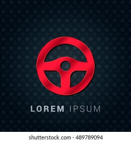 Steering Wheel Red chromium precious metallic 3D Icon / Logo Design
