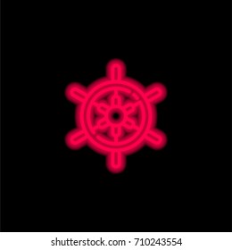Steering Wheel red glowing neon ui ux icon. Glowing sign logo vector