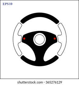 steering wheel with red signal button on white background vector illustration