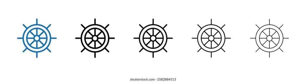 Steering wheel rudder icon Outline vector logo for web ui