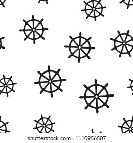 Steering wheel rudder icon seamless pattern background. Business concept vector illustration. Ship wheel symbol pattern.