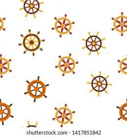 Steering Wheel, Rudder Linear Vector  Seamless Pattern.   