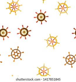 Steering Wheel, Rudder Linear Vector  Seamless Pattern.  