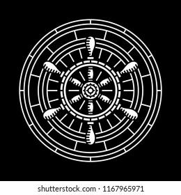 Steering wheel sail nautical vector illustration in black background. Suitable for graphic element and other design needs especially for brewery related. Non-Layered
