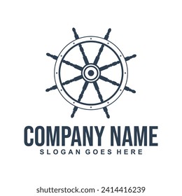 Steering Wheel Sailor Captain Boat Ship Yacht Transport logo design inspiration