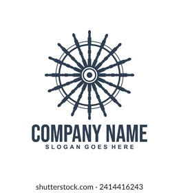 Steering Wheel Sailor Captain Boat Ship Yacht Transport logo design inspiration