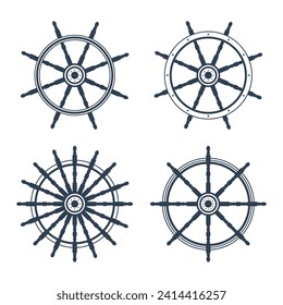 Steering Wheel Sailor Captain Boat Ship Yacht Transport logo design inspiration