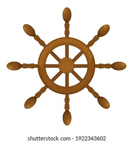 Steering wheel or sea wood cartoon object isolated on white background stock vector illustration. Maritime, emblem of control, navigation. Ui asset. 