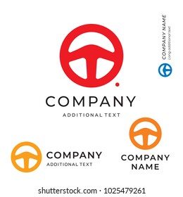 Steering Wheel Shape Logo Emblem Modern Simple And Clean Race Identity Brand Icon Symbol Concept Set Template Vector