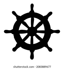 steering wheel from ship black silhouette vector, isolated