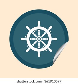 Steering wheel of the ship. Flat design style.