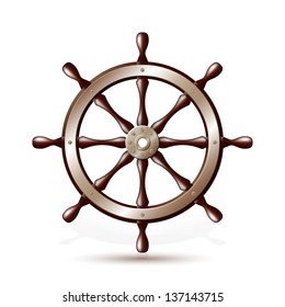 Steering Wheel Ship Isolated On White Stock Vector (Royalty Free ...