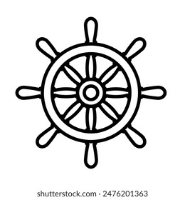 steering wheel, ship rudder - vector illustration, icon