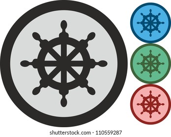 Steering Wheel Ship, Vector, Icon