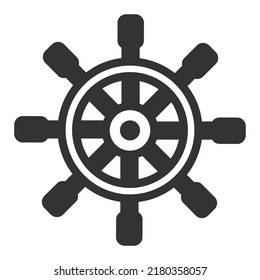 Steering wheel of a ship - web icon, illustration on a white background, glyph style