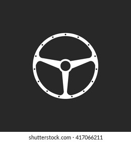 Steering wheel sign simple icon on  background