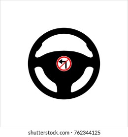 Steering wheel with the sign of traffic. Vector illustration