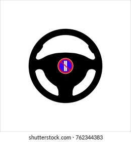 Steering wheel with the sign of traffic. Vector illustration