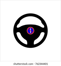 Steering wheel with the sign of traffic. Vector illustration