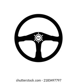 Steering Wheel Silhouette. Black and White Icon Design Element on Isolated White Background