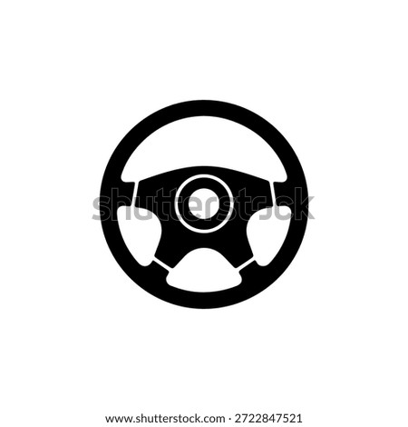 Steering wheel silhouette icon isolated on white background.