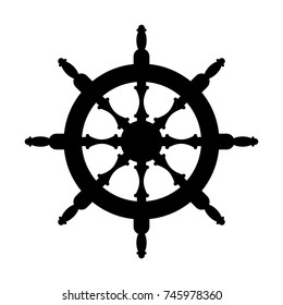 Steering wheel silhouette isolated. Steering wheel ship white background