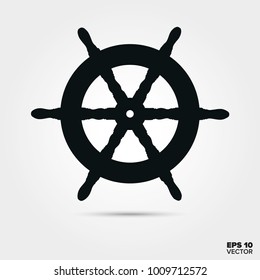 Steering Wheel. Silhouette of a vintage sailing ships helm