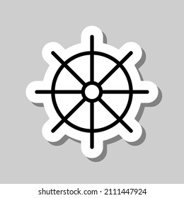 Steering wheel simple icon. Flat desing. Sticker with shadow on gray background.ai