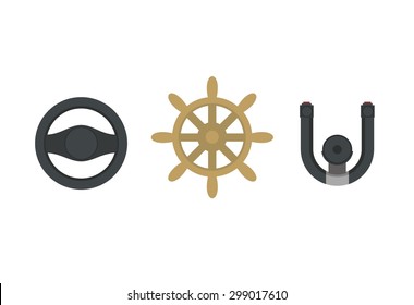 steering wheel simple icon set