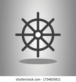 Steering wheel simple icon with shadow. Flat desing