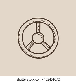 Steering wheel sketch icon.
