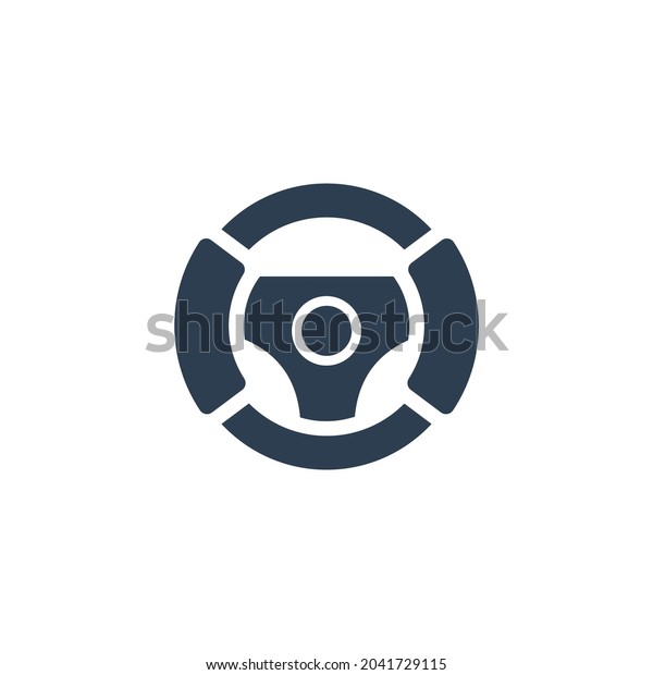 Steering wheel solid flat
icon. Vector glyph illustration. Black pictogram isolated on white
background