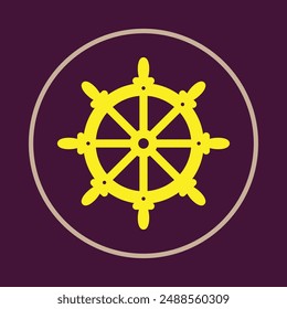 Steering wheel supportive trendy icon attractive abstract vector illustration artwork design