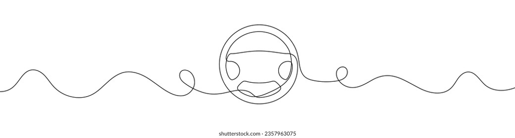 Steering wheel symbol in continuous line drawing style. Line art of steering wheel icon. Vector illustration. Abstract background
