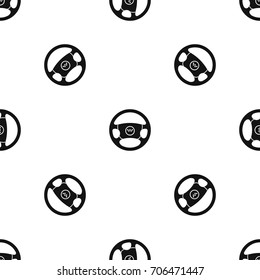 Steering wheel of taxi pattern repeat seamless in black color for any design. Vector geometric illustration